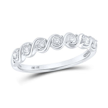 Load image into Gallery viewer, Radiant Glow Diamond Band | 10kt White Gold Womens Round Diamond Band Ring 1/6 Cttw Top View from Splendid Jewellery