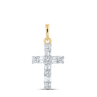 Radiant Glow Diamond Cross Pendant | 10kt Yellow Gold Womens Baguette Diamond Cross Pendant 1/6 Cttw | Splendid Jewellery - Splendid Jewellery