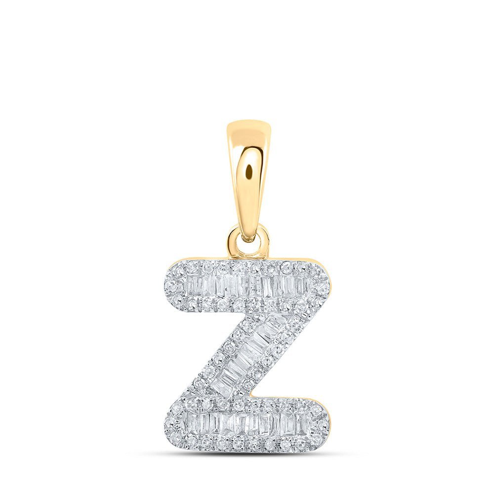 Radiant Glow Diamond Z Initial Pendant | 10kt Yellow Gold Baguette Diamond Necklace 1/3 Cttw | Splendid Jewellery - Splendid Jewellery