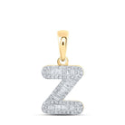 Radiant Glow Diamond Z Initial Pendant | 10kt Yellow Gold Baguette Diamond Necklace 1/3 Cttw | Splendid Jewellery - Splendid Jewellery