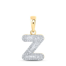 Load image into Gallery viewer, Radiant Glow Diamond Z Initial Pendant | 10kt Yellow Gold Baguette Diamond Necklace 1/3 Cttw | Splendid Jewellery - Splendid Jewellery