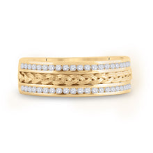 Load image into Gallery viewer, Radiant Gold and Diamond Braided Wedding Band - Timeless Elegance - Second Side View