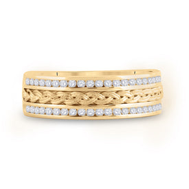 Radiant Gold and Diamond Braided Wedding Band - Timeless Elegance - Splendid Jewellery