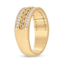Load image into Gallery viewer, Radiant Gold and Diamond Braided Wedding Band - Timeless Elegance - Side View