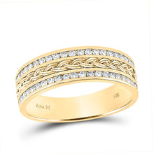 Load image into Gallery viewer, Radiant Gold and Diamond Braided Wedding Band - Timeless Elegance - Top View