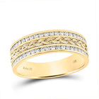 Radiant Gold and Diamond Braided Wedding Band - Timeless Elegance - Top View