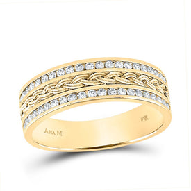 Radiant Gold and Diamond Braided Wedding Band - Timeless Elegance - Top View