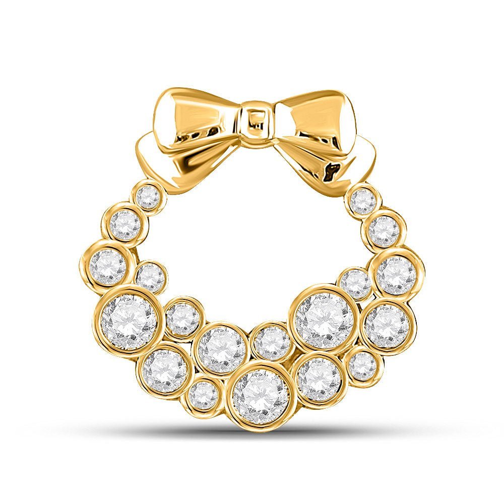 Radiant Gold and Diamond Holiday Wreath Pendant - Splendid Jewellery