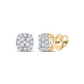 Radiant Gold Cluster Diamond Earrings - 1/4 Cttw for Men - Splendid Jewellery