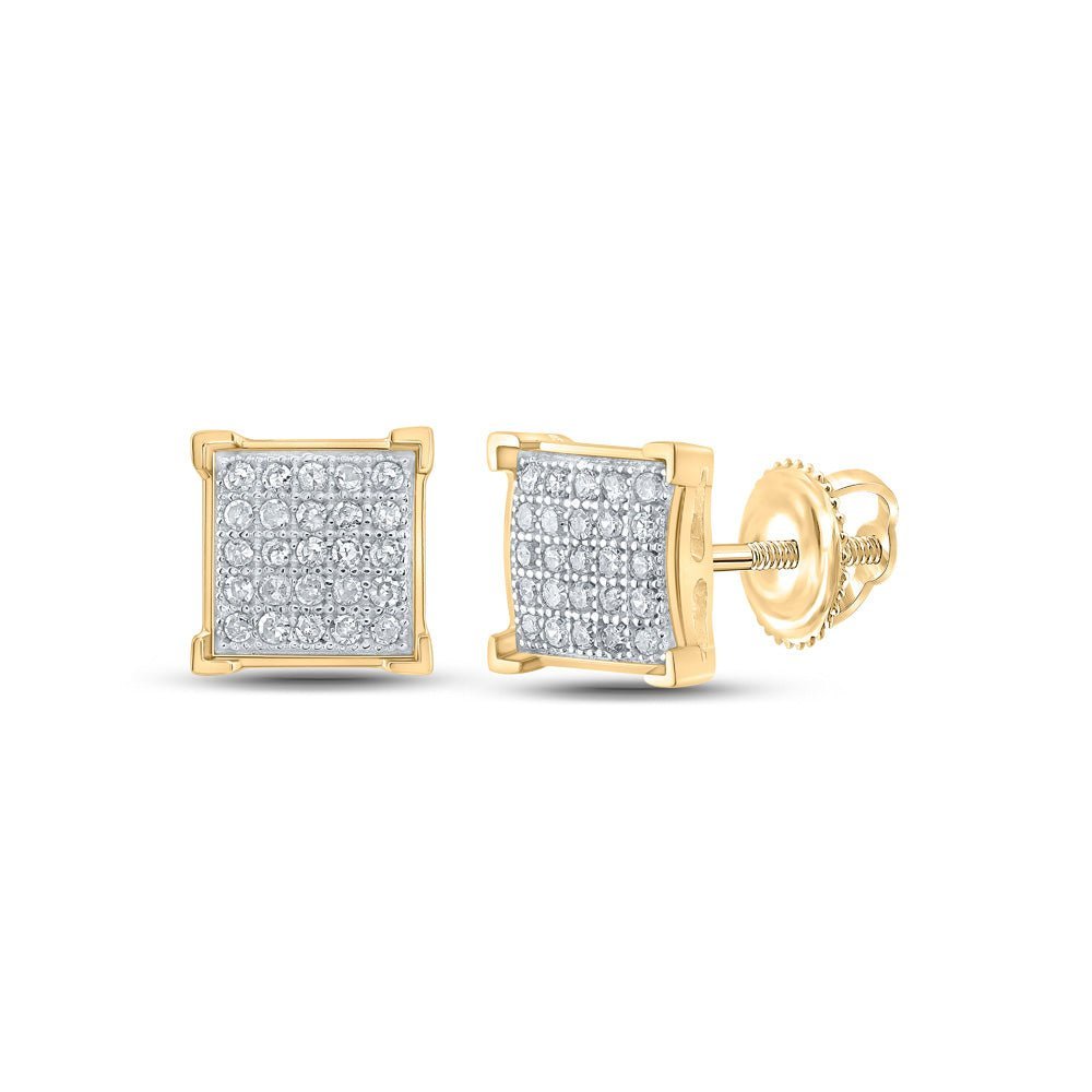 Radiant Gold Diamond Square Cluster Earrings - Splendid Jewellery