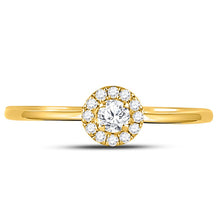 Load image into Gallery viewer, Radiant Gold Diamond Stacking Band: 10kt Yellow Gold Womens Round Diamond Solitaire Stackable Band Ring 1/5 Cttw product Side View 2 from Splendid Jewellery