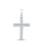 Radiant Grace: 10kt White Gold Princess Diamond Cross Pendant - Splendid Jewellery