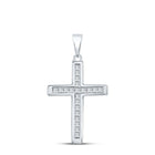 Radiant Grace: 10kt White Gold Princess Diamond Cross Pendant - Splendid Jewellery