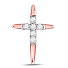 Radiant Grace: 10kt White Gold Womens Round Diamond Cross Pendant 1/10 Cttw - Splendid Jewellery