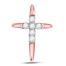 Load image into Gallery viewer, Radiant Grace: 10kt White Gold Womens Round Diamond Cross Pendant 1/10 Cttw - Splendid Jewellery