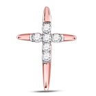 Radiant Grace: 10kt White Gold Womens Round Diamond Cross Pendant 1/10 Cttw - Splendid Jewellery