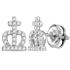 Radiant Grace: 14kt White Gold Womens Diamond Crown Cross Stud Earrings - Splendid Jewellery