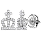 Radiant Grace: 14kt White Gold Womens Diamond Crown Cross Stud Earrings - Splendid Jewellery