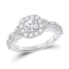 Radiant Halo Brilliance - 14kt White Gold Round Diamond Bridal Wedding Ring 1 - 1/2 Cttw - Splendid Jewellery