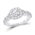 Radiant Halo Brilliance - 14kt White Gold Round Diamond Bridal Wedding Ring 1 - 1/2 Cttw - Splendid Jewellery