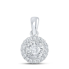 Load image into Gallery viewer, Radiant Halo Diamond Pendant | 10kt White Gold Womens Round Diamond Solitaire Pendant 1/4 Cttw - Splendid Jewellery