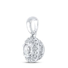 Radiant Halo Diamond Pendant | 10kt White Gold Womens Round Diamond Solitaire Pendant 1/4 Cttw - Splendid Jewellery