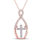 Radiant Harmony: 10kt Two - tone Gold Diamond Cross Pendant - Splendid Jewellery