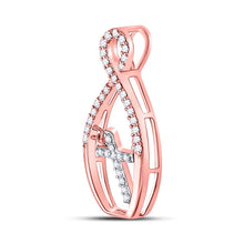 Load image into Gallery viewer, Radiant Harmony: 10kt Two-tone Gold Diamond Cross Pendant Side View from Splendid Jewellery