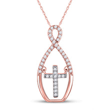 Load image into Gallery viewer, Radiant Harmony: 10kt Two-tone Gold Diamond Cross Pendant Top View from Splendid Jewellery