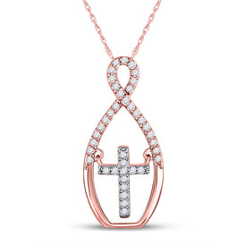 Radiant Harmony: 10kt Two-tone Gold Diamond Cross Pendant Top View from Splendid Jewellery