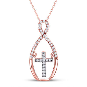 Radiant Harmony: 10kt Two - tone Gold Diamond Cross Pendant - Splendid Jewellery