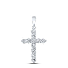 Load image into Gallery viewer, Radiant Harmony: 10kt White Gold Diamond Cross Pendant - 1 - 1/2 Cttw - Splendid Jewellery