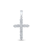 Radiant Harmony: 10kt White Gold Diamond Cross Pendant - 1 - 1/2 Cttw - Splendid Jewellery