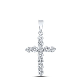 Radiant Harmony: 10kt White Gold Diamond Cross Pendant - 1 - 1/2 Cttw - Splendid Jewellery