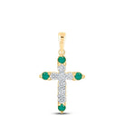 Radiant Harmony: 10kt Yellow Gold Gemstone Cross Pendant - Splendid Jewellery