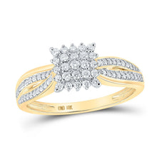 Load image into Gallery viewer, Radiant Harmony: 10kt Yellow Gold Womens Round Diamond Square Cluster Ring - Splendid Jewellery