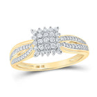 Radiant Harmony: 10kt Yellow Gold Womens Round Diamond Square Cluster Ring - Splendid Jewellery