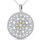 Radiant Harmony: 14kt White Gold Diamond Mandala Circle Pendant - Splendid Jewellery