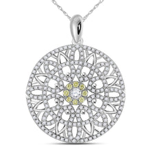 Load image into Gallery viewer, Radiant Harmony: 14kt White Gold Diamond Mandala Circle Pendant  Top View from Splendid Jewellery