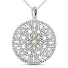 Radiant Harmony: 14kt White Gold Diamond Mandala Circle Pendant  Top View from Splendid Jewellery
