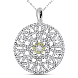 Radiant Harmony: 14kt White Gold Diamond Mandala Circle Pendant - Splendid Jewellery