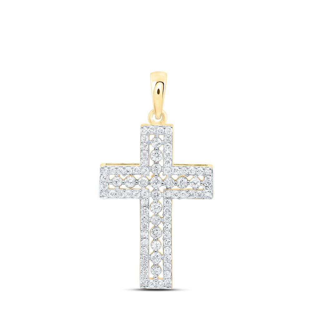Radiant Harmony: 14kt Yellow Gold Diamond Cross Pendant - Splendid Jewellery