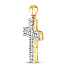 Radiant Harmony: 14kt Yellow Gold Diamond Cross Pendant - Splendid Jewellery