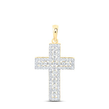 Load image into Gallery viewer, Radiant Harmony: 14kt Yellow Gold Diamond Cross Pendant  Top View from Splendid Jewellery