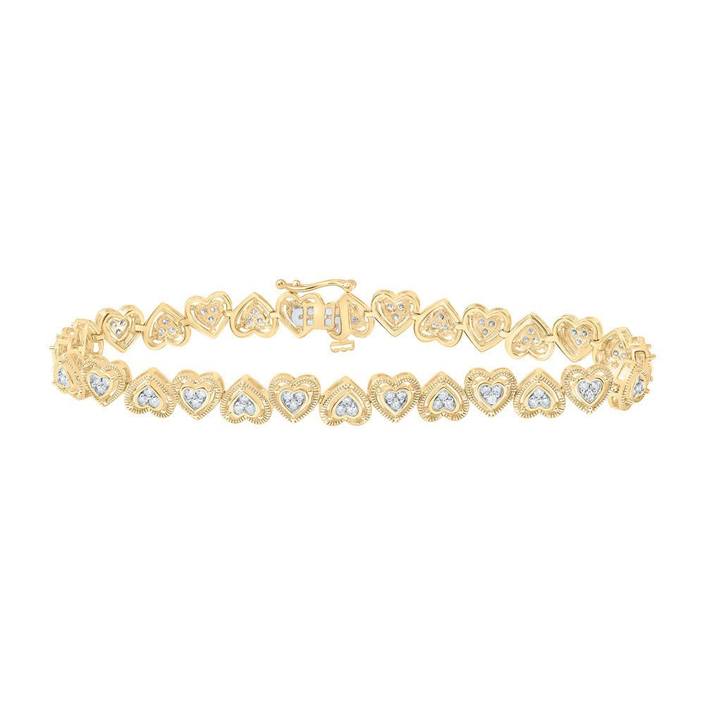 Radiant Heart Diamond Fashion Bracelet in 10kt Yellow Gold - 1 Cttw - Splendid Jewellery