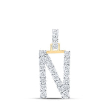 Load image into Gallery viewer, Radiant Initial Brilliance Pendant | 10kt Yellow Gold Womens Round Diamond N Initial Pendant 1/8 Cttw | Splendid Jewellery - Splendid Jewellery