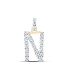 Radiant Initial Brilliance Pendant | 10kt Yellow Gold Womens Round Diamond N Initial Pendant 1/8 Cttw | Splendid Jewellery - Splendid Jewellery