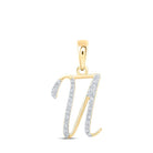 Radiant Initial Brilliance Pendant | 10kt Yellow Gold Womens Round Diamond U Initial Letter Pendant 1/10 Cttw | Splendid Jewellery - Splendid Jewellery