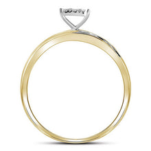 Load image into Gallery viewer, Radiant Love: 10k Yellow Gold Diamond Matching Wedding Ring Set 1/5 Cttw - Top View