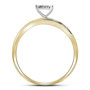 Radiant Love: 10k Yellow Gold Diamond Matching Wedding Ring Set 1/5 Cttw - Splendid Jewellery